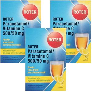 Roter Paracetamol Vitamine C 500/50mg - 3 x 10 sachets