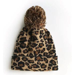 Bruin/zwarte panterprint/luipaardprint muts -voor dames/vrouwen Luipaard/panter dieren artikelen - Winterkleding/buitenkleding