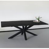 Eettafel langwerpig visgraat 220cm Otis zwart langwerpige tafel