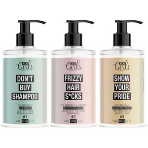 Kiki Curls 3x 750ml combi set | Voor krullen | Extra voordelig | #1 cleanser #2 mask #3 wonder finish