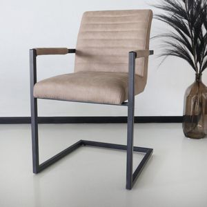 Eetkamerstoel met armleuning beige Noor industrieel design eetstoel