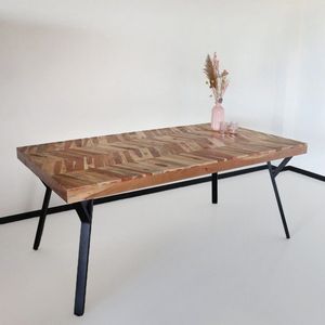 Eettafel visgraat Danae 180x100cm acaciahout tafel rechthoekig