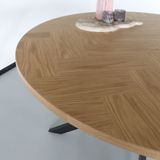 Eettafel rond visgraat Ozzy bruin 140cm ronde tafel