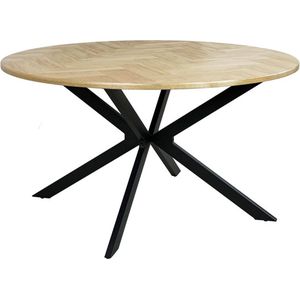 Eettafel rond visgraat Ozzy bruin 140cm ronde tafel