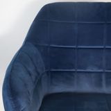 Eetkamerstoel met armleuning Lola blauw velvet eetstoel