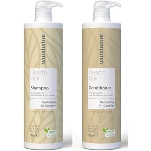 Wunderbar Vegan Head'n Hair Duo Shampoo & Conditioner 1L | Extra voordelig