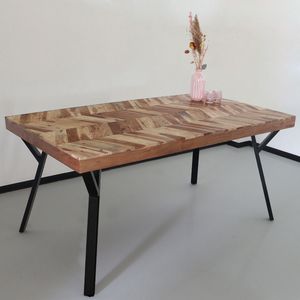 Eettafel visgraat Danae 160x90cm acaciahout tafel rechthoekig