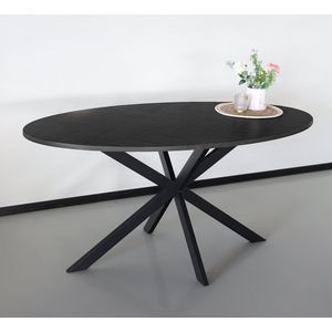 Eettafel ovaal visgraat 160cm Obie zwart ovale tafel