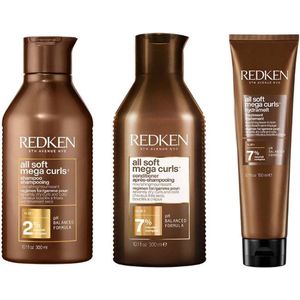 Redken Trio All Soft Mega Curls Shampoo 300ml | All Soft Mega Curls Conditioner 300ml | All Soft Mega Curls Hydramelt 150ml | Extra voordelig