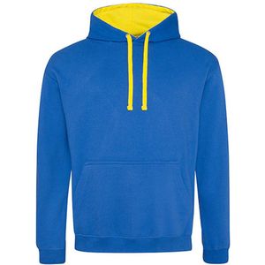 Just Hoods 'Varsity Hoodie' Kobaltblauw/Sun Yellow Maat L