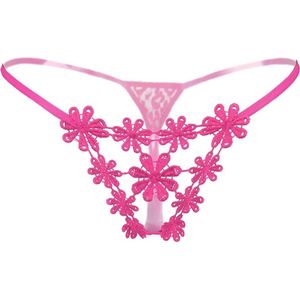 String-Dames-Roze-Sexy-Opwindend-Kant-Bloemetjes-Erotisch-Goedkoop