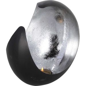 Oriëntaalse metalen theelichthouder Ravi Zilver - Tafel Decoratie - Metaal - Zwart / Zilver