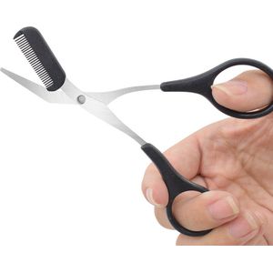 Schaar - Wenkbrauw Schaartje - Veilig - Multifunctioneel - Wenkbrauw Trimmer - Make Up Tools - Rvs - Met Kam - Kam - Ontharing - Zwart