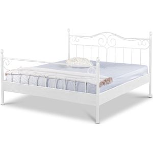 Bed Box Wonen - Virginia metalen bed - Wit - 140x200