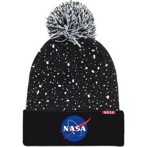 Nasa Gebreide Muts met geborduurde NASA patch - Wintermuts - Zwart - Maat 54/56