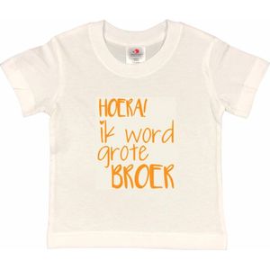 Shirt Aankondiging zwangerschap Ik word grote broer | korte mouw | mosterd | maat 122/128 zwangerschap aankondiging bekendmaking Baby big bro brother