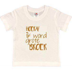 Shirt Aankondiging zwangerschap Ik word grote broer | korte mouw | tan | maat 110/116 zwangerschap aankondiging bekendmaking Baby big bro brother