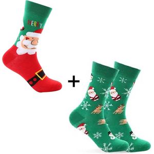Kerstsokken 2 PAAR christmas, Ho ho ho, kerstman, kado, kerst, Merry christmas, maat 38-45