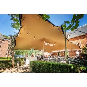 Stretchtent | Afmeting 6x10,5 meter | Zandkleur | Extreem flexibel, sterk en duurzaam | Productie in Nederland