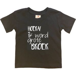 Shirt Aankondiging zwangerschap Ik word grote broer | korte mouw | Zwart/wit | maat 86/92 zwangerschap aankondiging bekendmaking Baby big bro brother
