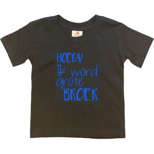 Shirt Aankondiging zwangerschap Ik word grote broer | korte mouw | Zwart/blauw | maat 122/128 zwangerschap aankondiging bekendmaking Baby big bro brother