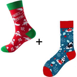 Kerstsokken 2 PAAR christmas, Ho ho ho, kerstman, kado, kerst, Merry christmas, maat 38-45
