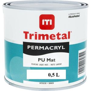 Trimetal Permacryl Pu mat - Hoogwaardige krasvaste polyurethaan acrylaat aflak - watergedragen voor binnen - 0.50 L mat RAL 9016 verkeerswit
