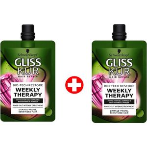 Gliss Kur - Haarmasker - Bio-Tech Restore - Weekly Therapy - 50ml x 2