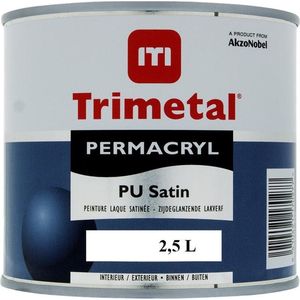Trimetal Permacryl Pu satin - Hoogwaardige krasvaste polyurethaan acrylaat aflak - watergedragen voor binnen - 2.50 L satin Wit