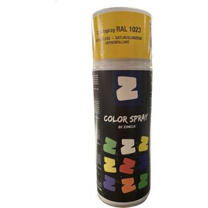 Zinga Color Spray verf - coating - RAL 1023 Geel 400 ml Satijn , toepasbaar op gegalvaniseerde en diverse andere ondergronden