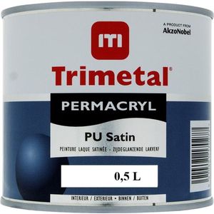 Trimetal Permacryl Pu satin - Hoogwaardige krasvaste polyurethaan acrylaat aflak - watergedragen voor binnen - 0.50 L satin 7120 Leliewit