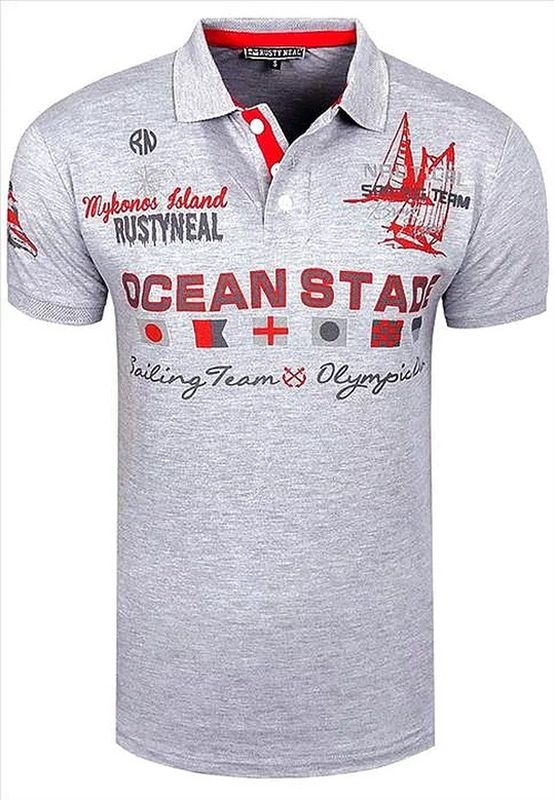 Rusty Neal - Heren Polo - Grijs - Korte Mouw - Kraagje