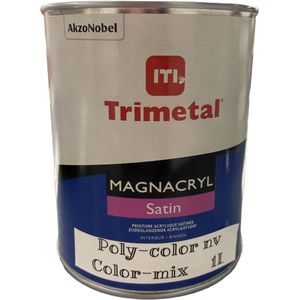 Trimetal Magnacryl Satin - Afwasbare zijdeglans acryl binnen muurverf - 1 L - RAL 9010 puur wit