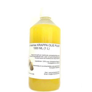 Krappa Olie Puur vloeibaar 1000 ML (1L) Suriname - Voordeelverpakking - koudgeperst & onbewerkt