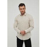 Yves Enzo - Italiaans Overhemd - Beige - Linnen