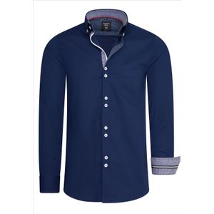 Rusty Neal - Overhemd - Marine Blauw - 97% Katoen 3% Lycra