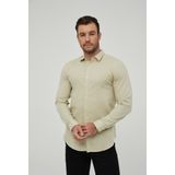 Yves Enzo - Heren Overhemd - Lichtgeel - Linnen - Lange Mouw