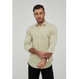 Yves Enzo - Heren Overhemd - Lichtgeel - Linnen - Lange Mouw