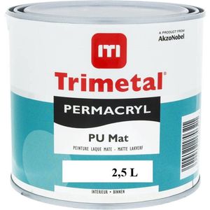 Trimetal Permacryl Pu mat - Hoogwaardige krasvaste polyurethaan acrylaat aflak - watergedragen voor binnen - 2.5 L mat 7120 Leliewit