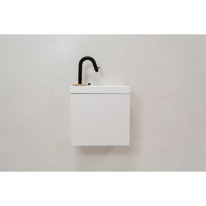 Sanigoods Minimo toiletmeubel 40cm mat wit met mat witte fontein met kraangat