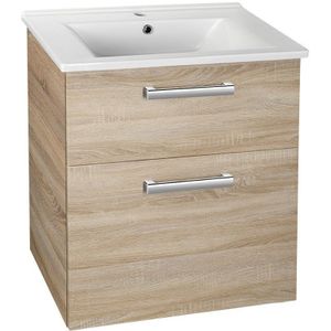 Aqualine Vega badkamermeubel met keramische wastafel 65cm eiken