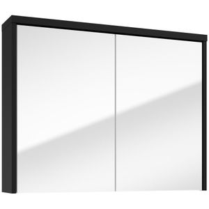 Fontana Basic spiegelkast 80cm met 2 deuren zwart mat