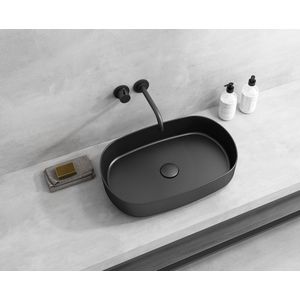 Isvea Infinity Oval waskom 55x36cm mat zwart