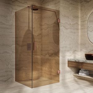 Douchecabine Van Rijn Products Vijfhoek helder glas 200x100 cm Ronde Knop