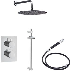 Saniclear Talpa Pro inbouwregendouche 30cm met wandarm en glijstang chroom-zwart