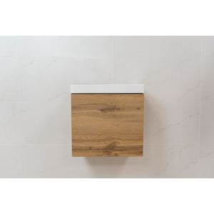 Sanigoods Minimo toiletmeubel 40cm dakota oak met witte fontein zonder kraangat