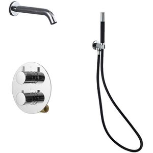 Saniclear Talpa Pro thermostatische ronde inbouw badkraan met handdouche chroom