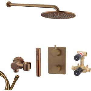 Mueller Bronzo inbouw regendouche met hoofddouche 25cm en muurarm 45cm brons koper geborsteld