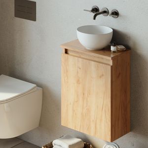 Fontana Bano toiletmeubel warm eiken 40x22cm met mat witte waskom