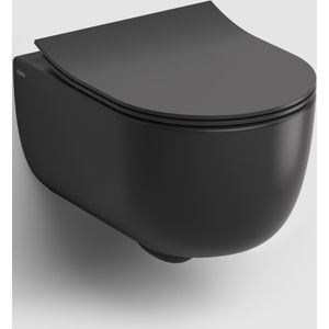 Clou Hammock randloos toilet keramiek 49cm met dunne softclose zitting zwart mat